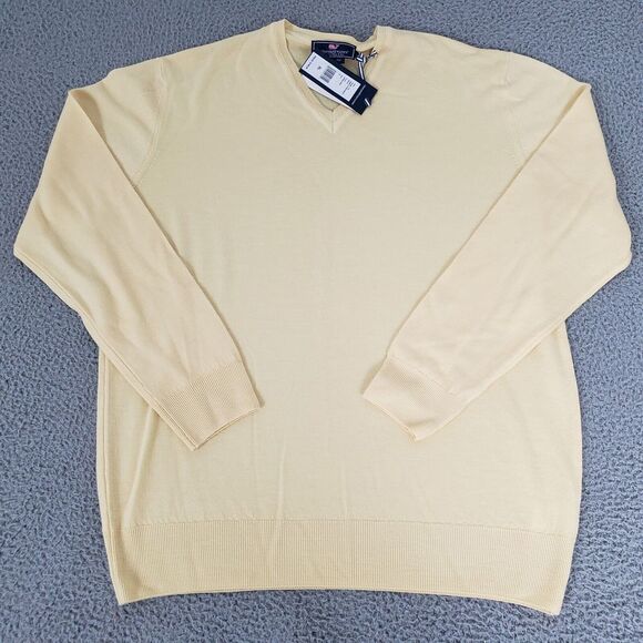 Vineyard Vines Sweater Mens Extra Large Yellow New Merino Wool Italian Yarn‎ XL - Picture 6 of 13
